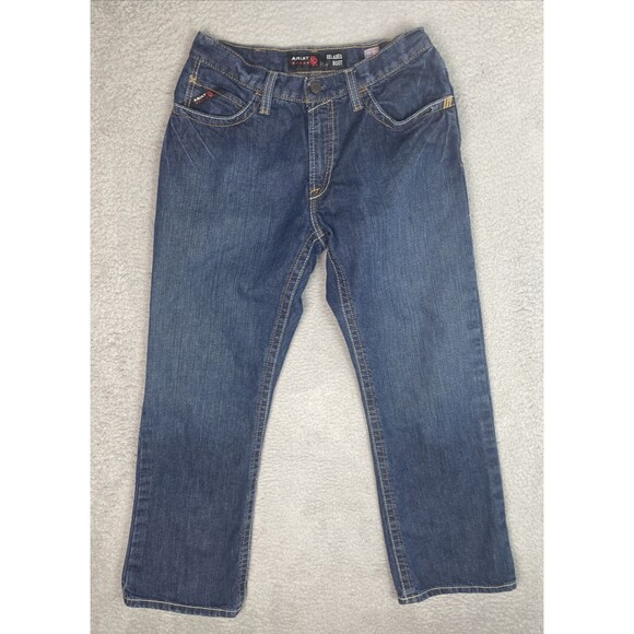 Ariat FR M4 Relaxed Bootcut Jeans Mens 31x30 Blue Dark Wash Flame Resistant CAT2 - Picture 1 of 8